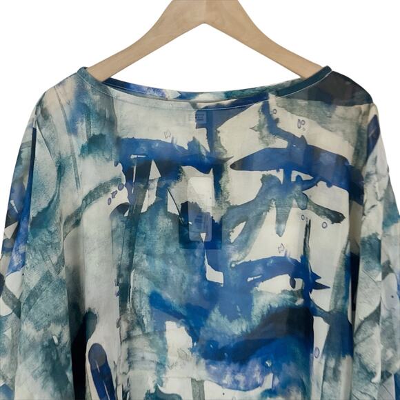 NWT Bryn Walker Blue, White, Cream Abstract Print Tunic Top Size XS - Picture 4 of 7